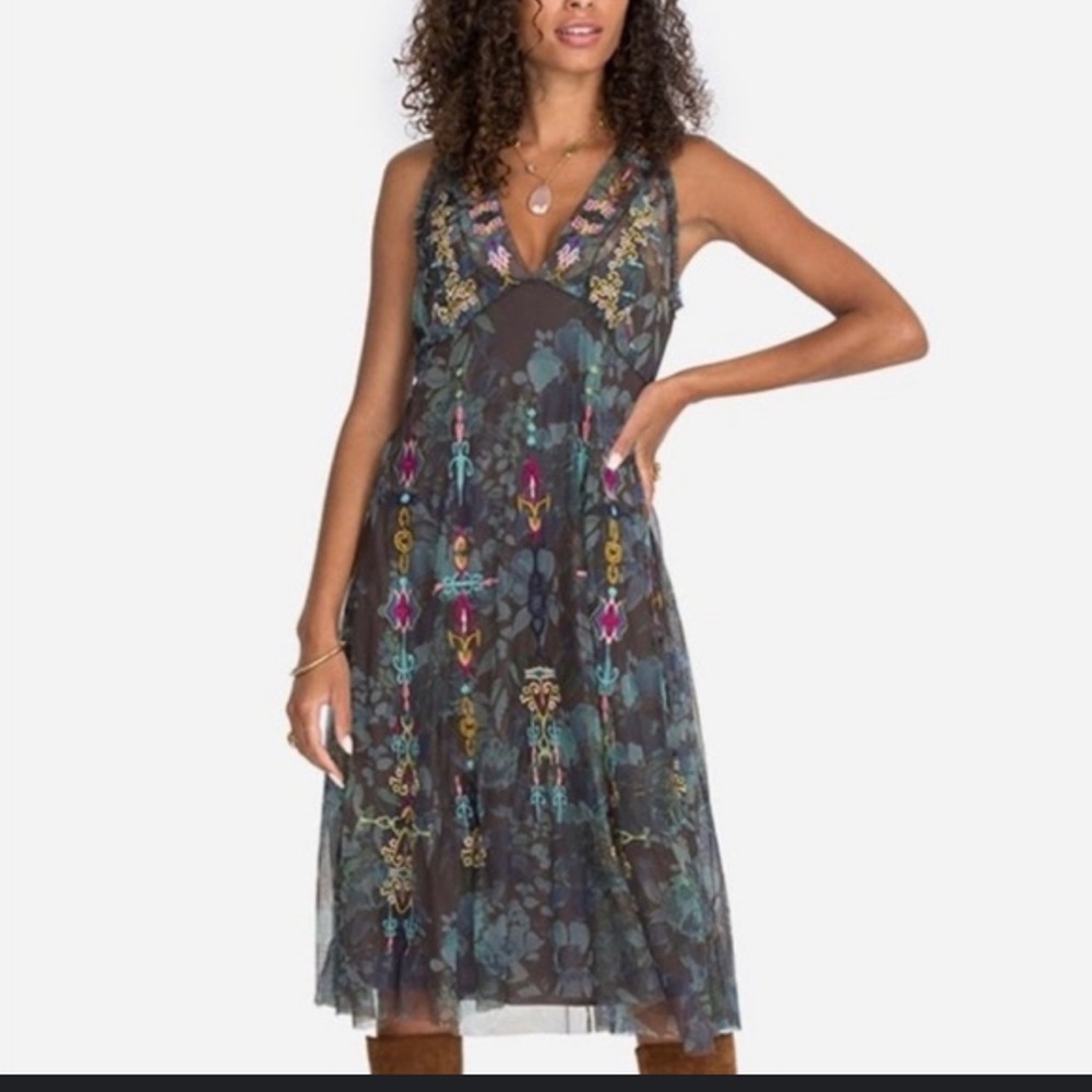 Johnny Was Caddie Mesh Dress - Blue and Purple